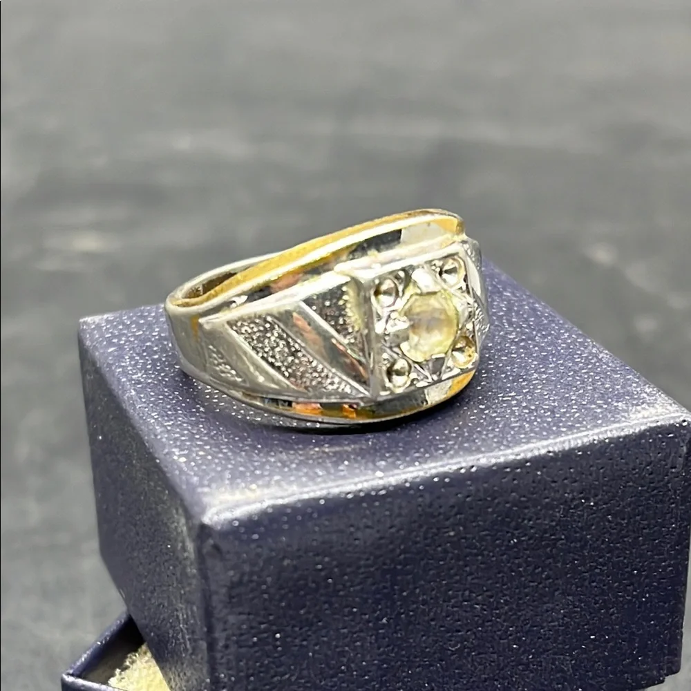 Art Deco 18 KT Gold Plated Faux Diamond Ring - US Size 10 Vintage